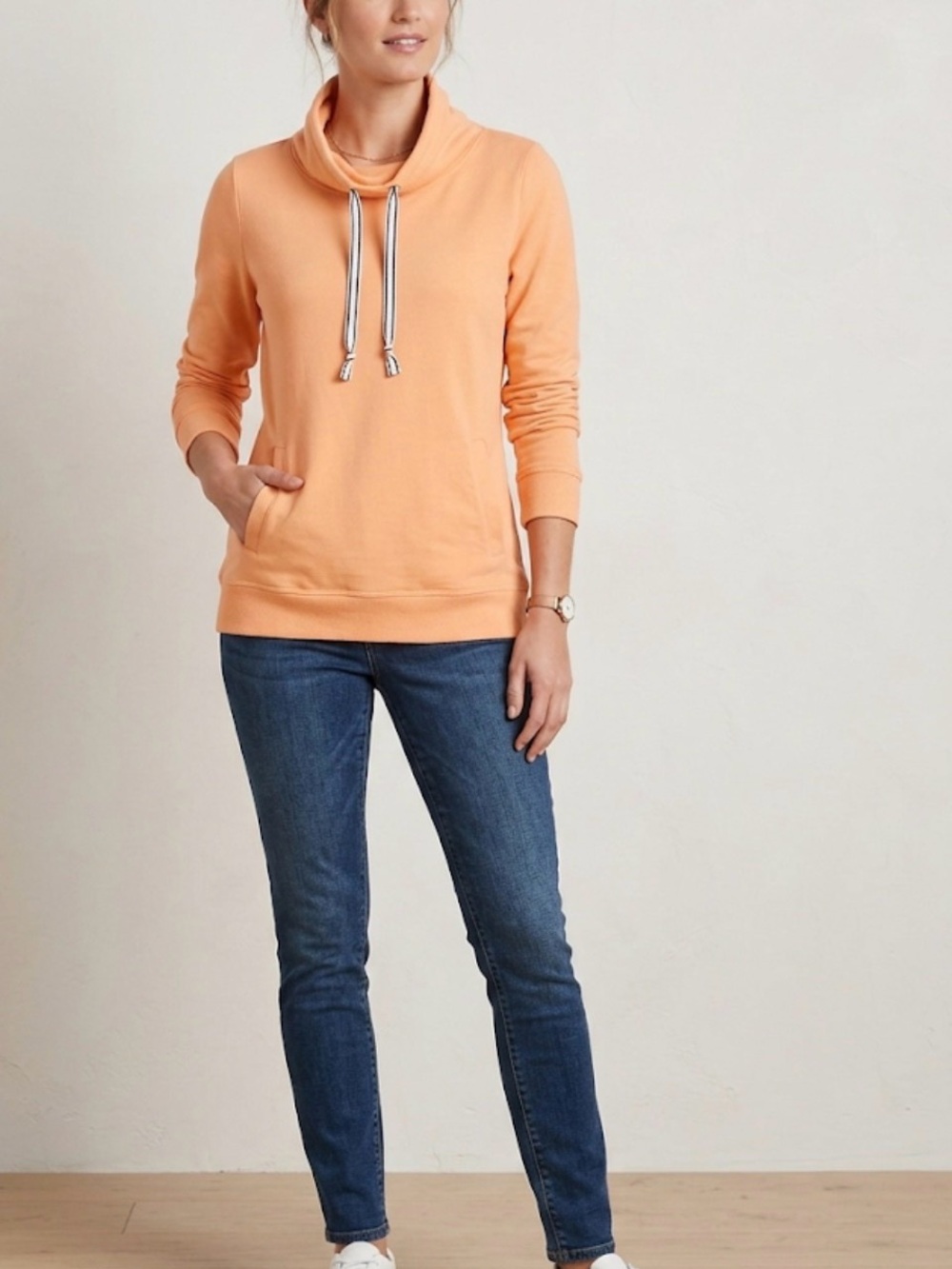 T by Talbots Peach Cowl Neck Sweatshirt – Size XS